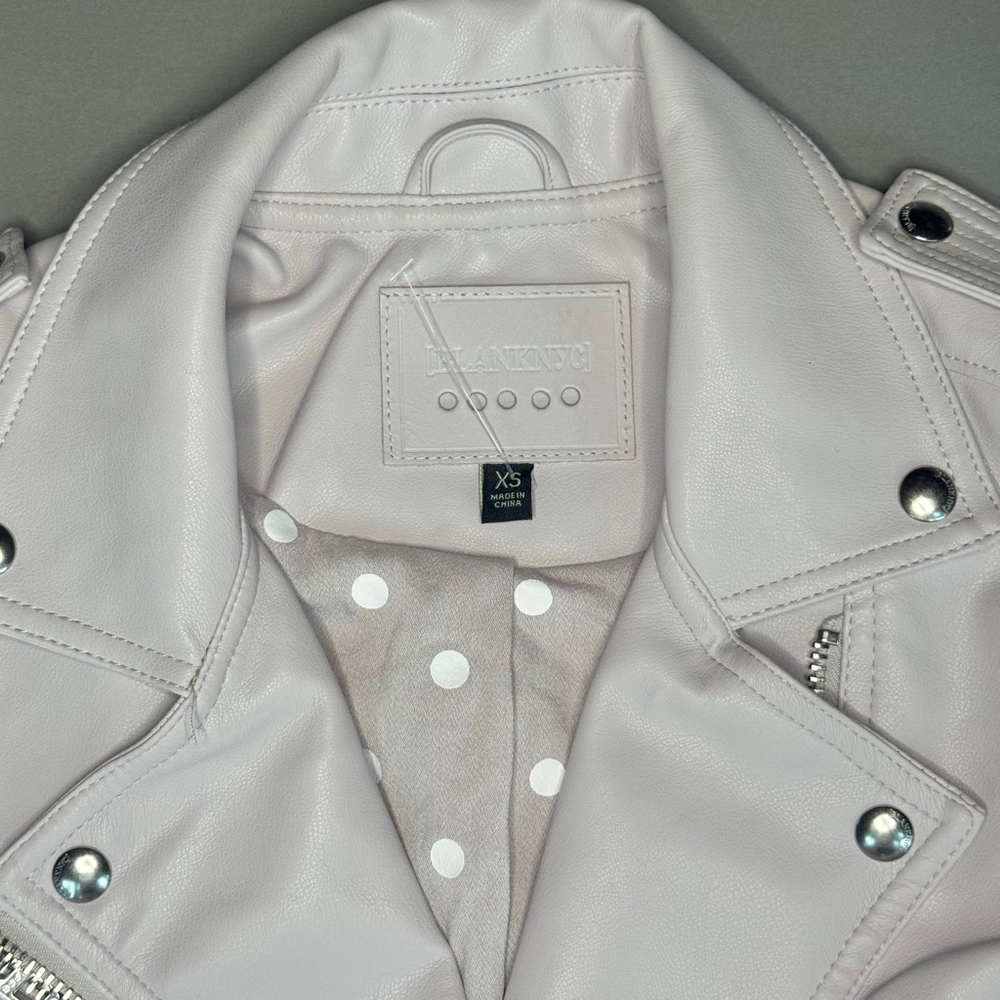 BlankNYC Moto Jacket XS NWT Vegan Leather Biker Off White / Ivory - Picture 5 of 8